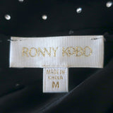 Ronny Kobo Astrid Rhinestone-Studded Midi Dress Black Chiffon Size Medium