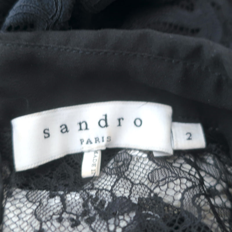 Sandro Rozen Two-Tone Lace Mini Dress Black/White Size 2 Celebrity Owned Sandro Rozen Two-Tone Lace Mini Dress Black/White Size 2 Celebrity Owned