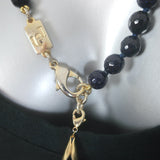 Rosantica Milano Glitter-Beaded Feather Tassel Necklace Navy