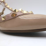 Valentino Rockstud Caged Ballet Flats Nude Patent Leather Size 41