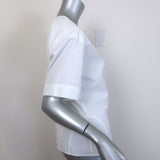 McQueen Corset Shirt White Cotton Poplin Size 46 Short Sleeve Blouse