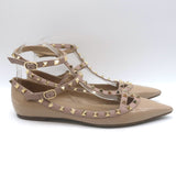 Valentino Rockstud Caged Ballet Flats Nude Patent Leather Size 41