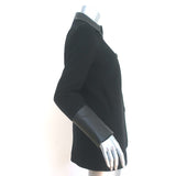 Maje Riquette Double Breasted Coat Black Leather-Trim Wool Size 36