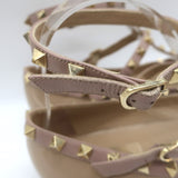 Valentino Rockstud Caged Ballet Flats Nude Patent Leather Size 41