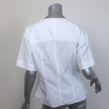 McQueen Corset Shirt White Cotton Poplin Size 46 Short Sleeve Blouse