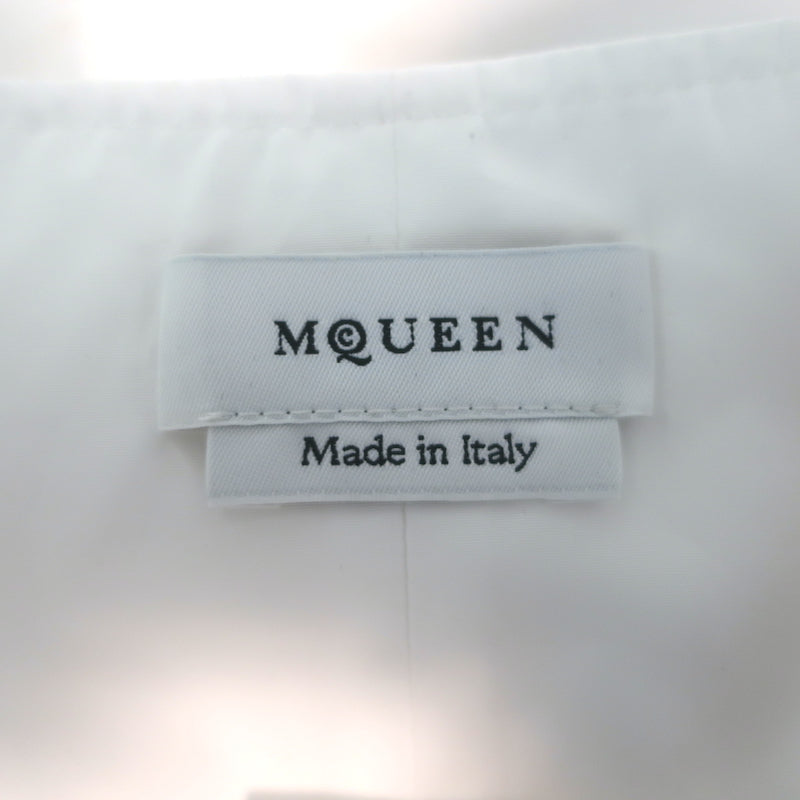 McQueen Corset Shirt White Cotton Poplin Size 46 Short Sleeve Blouse