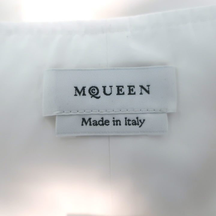 McQueen Corset Shirt White Cotton Poplin Size 46 Short Sleeve Blouse