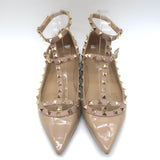 Valentino Rockstud Caged Ballet Flats Nude Patent Leather Size 41