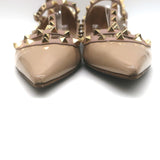 Valentino Rockstud Caged Ballet Flats Nude Patent Leather Size 41