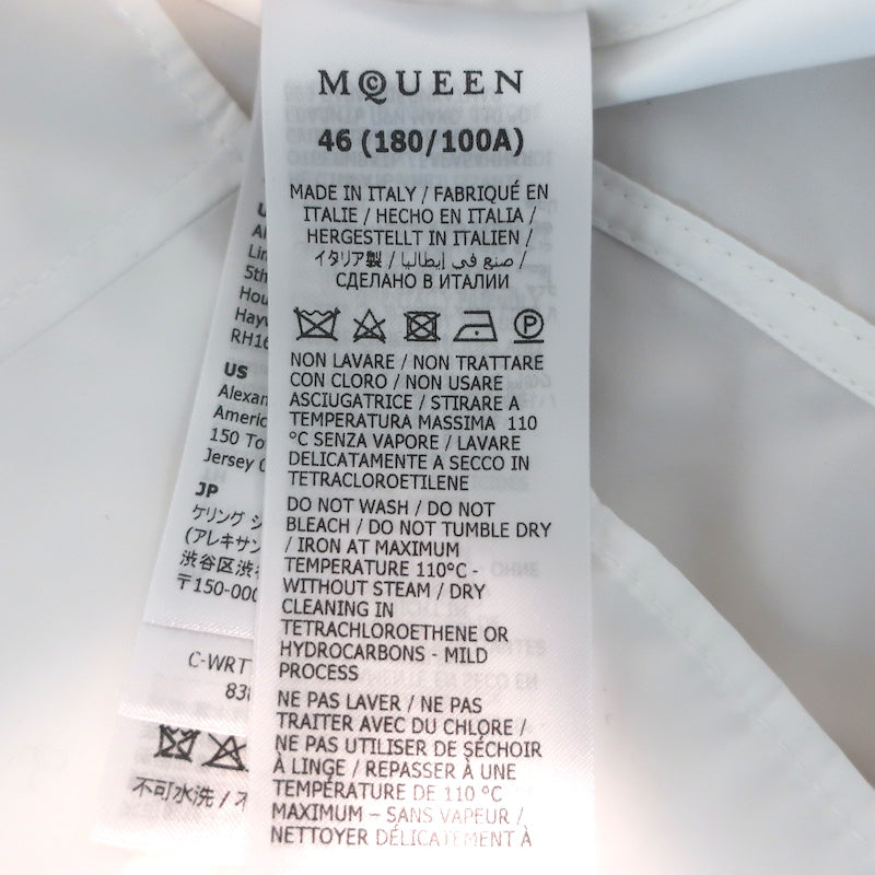 McQueen Corset Shirt White Cotton Poplin Size 46 Short Sleeve Blouse