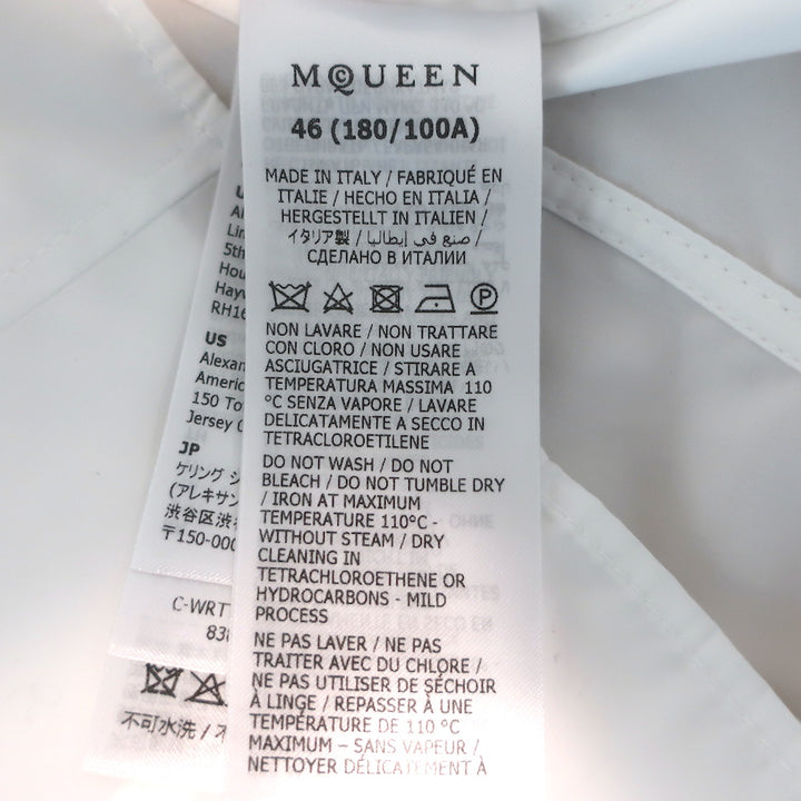 McQueen Corset Shirt White Cotton Poplin Size 46 Short Sleeve Blouse