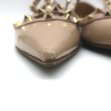 Valentino Rockstud Caged Ballet Flats Nude Patent Leather Size 41