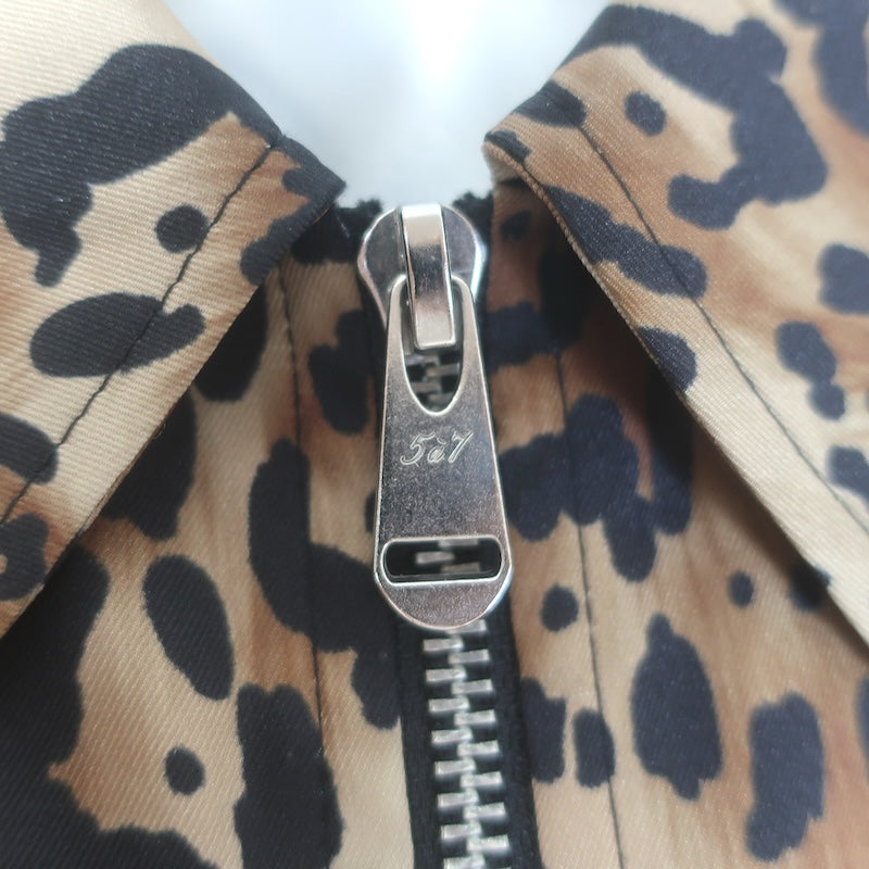 Cinq a Sept Holly Ruffle-Sleeve Jacket Leopard Print Satin Twill Size Medium NEW
