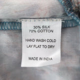 Bell Evelyn Long Sleeve Mini Dress Blue/Pink Printed Cotton-Silk Size Medium