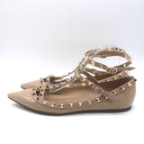 Valentino Rockstud Caged Ballet Flats Nude Patent Leather Size 41