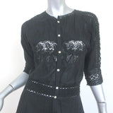 LoveShackFancy Maxi Dress Beth Black Lace-Trimmed Cotton Size Medium