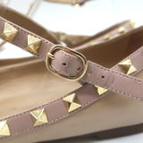 Valentino Rockstud Caged Ballet Flats Nude Patent Leather Size 41