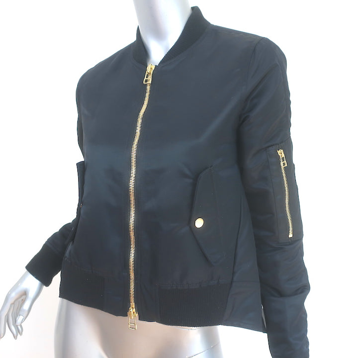 Veronica Beard Flight Jacket Black Nylon Size 0