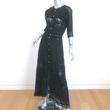 LoveShackFancy Maxi Dress Beth Black Lace-Trimmed Cotton Size Medium