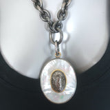 Grazia and Marica Vozza Mother of Pearl Pendant Chain Link Necklace
