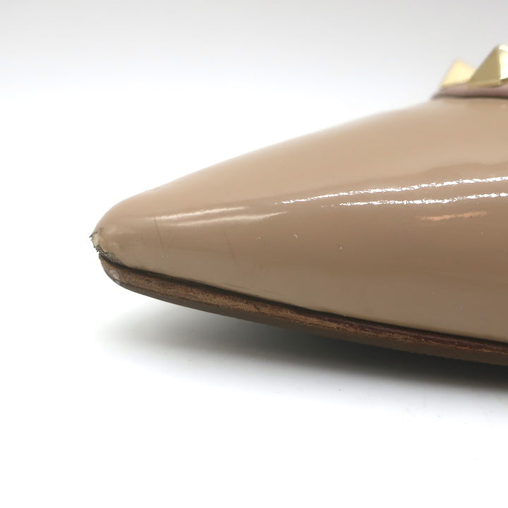 Valentino Rockstud Caged Ballet Flats Nude Patent Leather Size 41