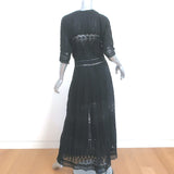 LoveShackFancy Maxi Dress Beth Black Lace-Trimmed Cotton Size Medium