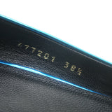 Balenciaga Talon Slash Kitten Heel Pumps Blue Metallic Leather Size 38.5