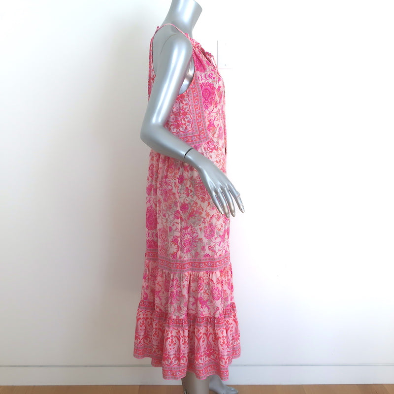 Rebecca Taylor Dreamweaver Midi Dress Pink Printed Silk Size 6