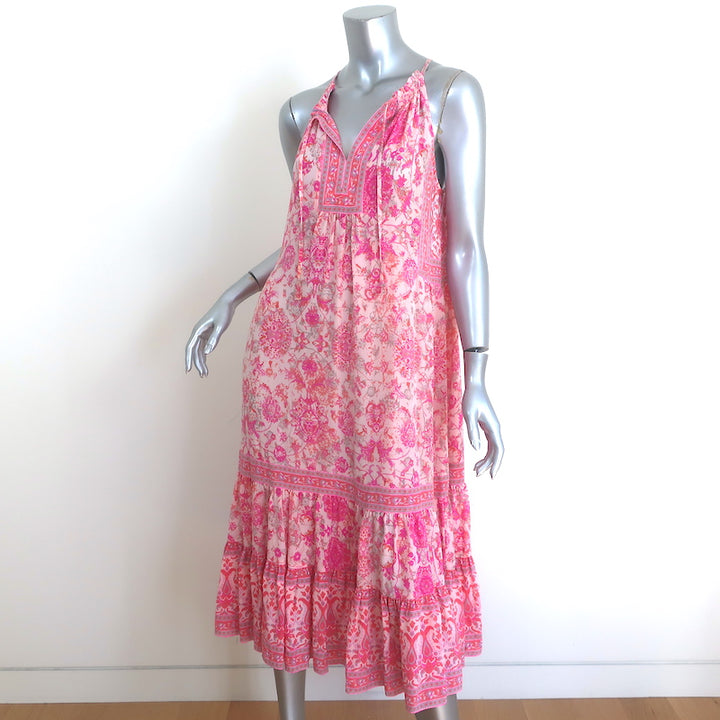 Rebecca Taylor Dreamweaver Midi Dress Pink Printed Silk Size 6