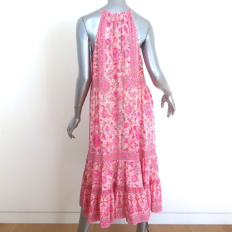 Rebecca Taylor Dreamweaver Midi Dress Pink Printed Silk Size 6