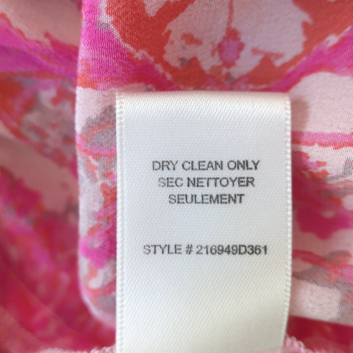 Rebecca Taylor Dreamweaver Midi Dress Pink Printed Silk Size 6
