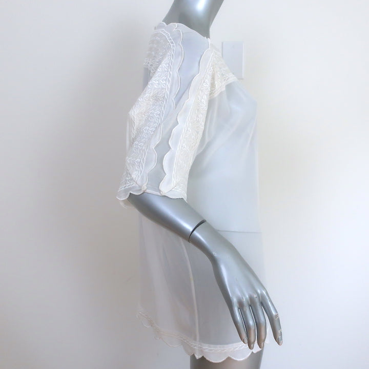 Isabel Marant Etoile Axel Blouse White Embroidered Georgette Size 38