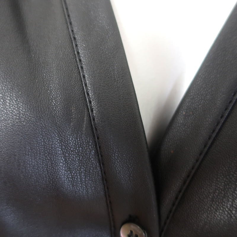 STAUD Dill Puff Sleeve Faux Leather Top Black Size Medium