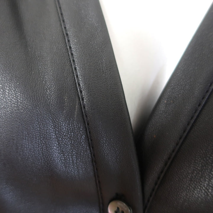 STAUD Dill Puff Sleeve Faux Leather Top Black Size Medium