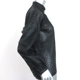 Zara Laser Cut Faux Leather Blouse Black Size Small Long Sleeve Top