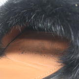 Givenchy Mink Fur Sandals Black Leather Size 38.5 Ankle Strap Heels