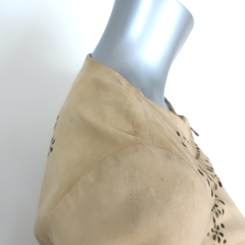 RED Valentino Laser Cut Suede Jacket Beige Size 42