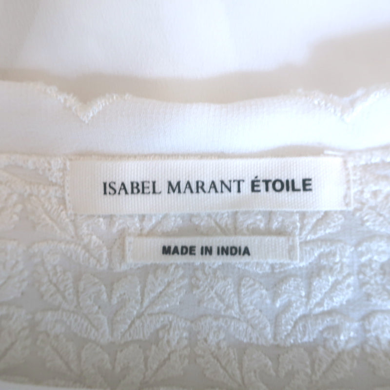 Isabel Marant Etoile Axel Blouse White Embroidered Georgette Size 38