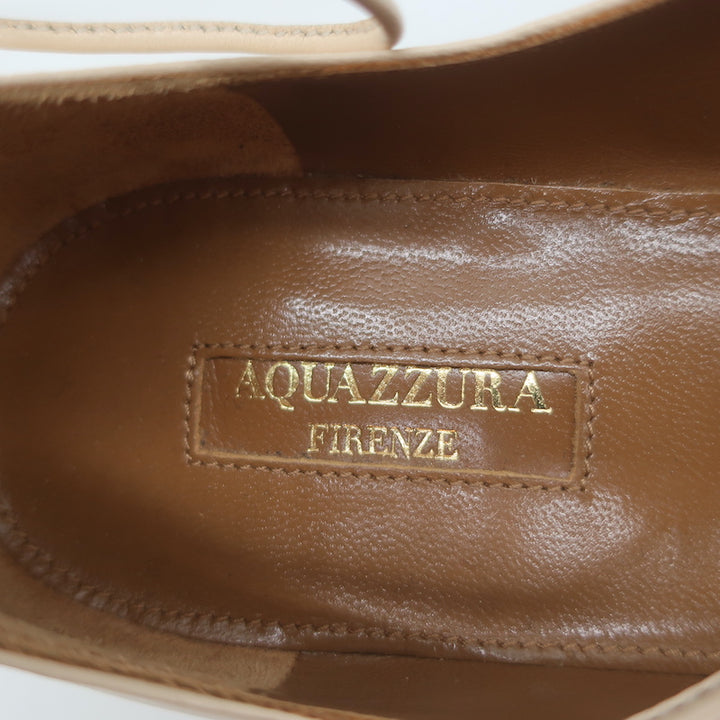 Aquazzura Christy Lace-Up Ballet Flats Ivory Leather Size 39.5 NEW