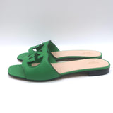 Gucci Cosmos Cutout Interlocking G Flat Slide Sandals Green Leather Size 41