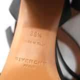 Givenchy Mink Fur Sandals Black Leather Size 38.5 Ankle Strap Heels
