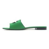 Gucci Cosmos Cutout Interlocking G Flat Slide Sandals Green Leather Size 41