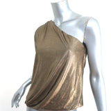 Alice + Olivia One Shoulder Top Hannah Gold Glitter Size Small