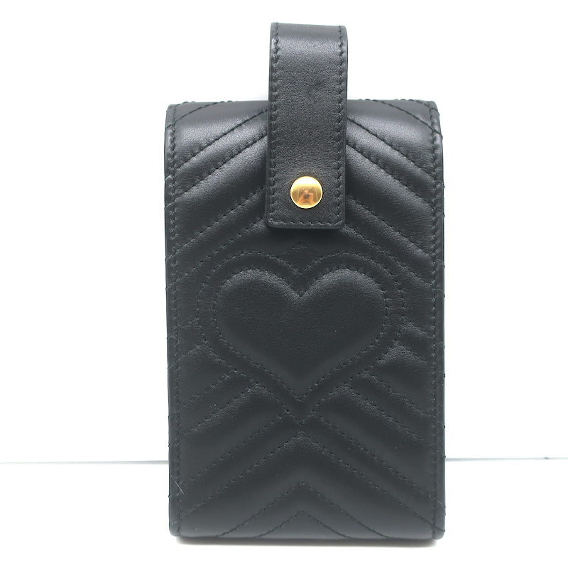 Gucci GG Marmont Bug Belt Pouch Black Matelasse Quilted Leather