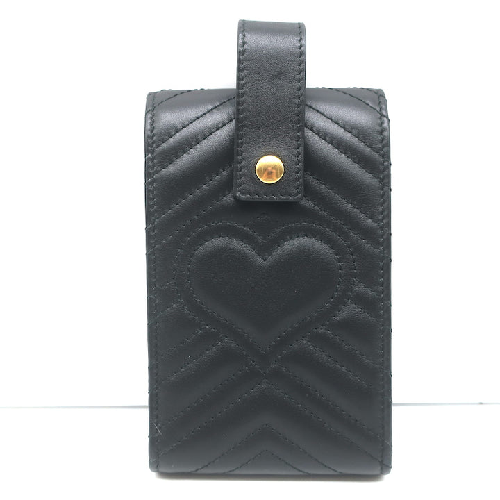 Gucci GG Marmont Bug Belt Pouch Black Matelasse Quilted Leather