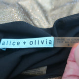 Alice + Olivia One Shoulder Top Hannah Gold Glitter Size Small