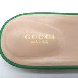 Gucci Cosmos Cutout Interlocking G Flat Slide Sandals Green Leather Size 41