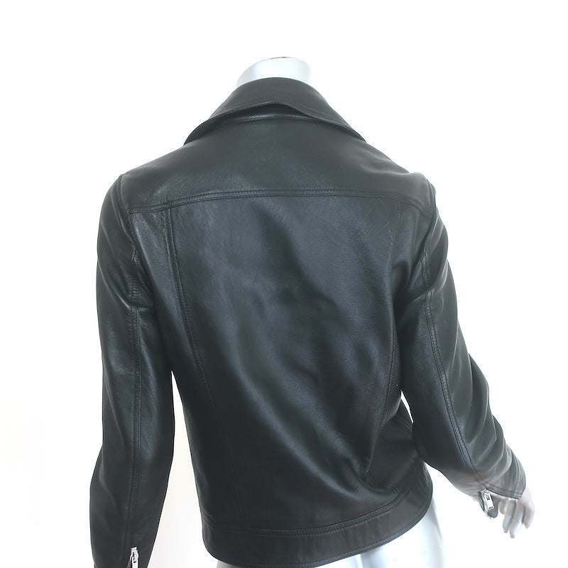 Saint Laurent Leather Biker Jacket Black Size 40