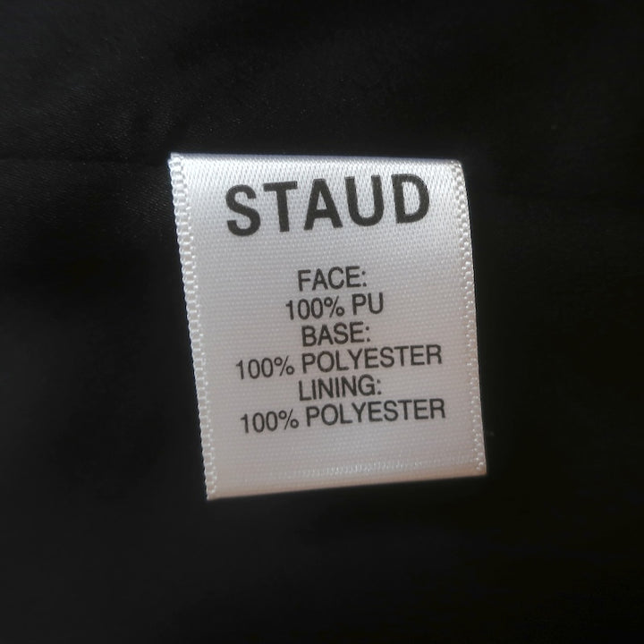 STAUD Dill Puff Sleeve Faux Leather Top Black Size Medium