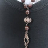 The Woods Beaded Pave Diamond Wood Pendant Necklace Brown
